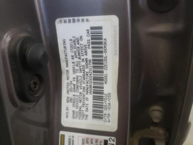 Photo 10 from auction – 2004 TOYOTA COROLLA CE with VIN 1NXBR32E04Z311706