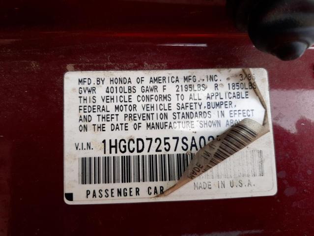 Photo 10 from auction – 1995 HONDA ACCORD EX with VIN 1HGCD7257SA027651