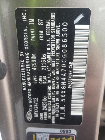 Photo 10 from auction – 2012 KIA OPTIMA EX with VIN 5XXGN4A70CG086500