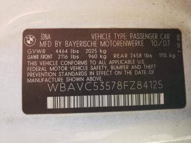 Photo 10 from auction – 2008 BMW 328 I SULE with VIN WBAVC53578FZ84125