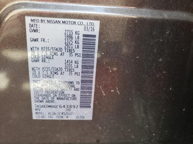 Photo 10 from auction – 2016 NISSAN PATHFINDER with VIN 5N1AR2MNXGC643892