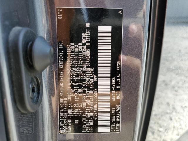 Photo 10 from auction – 2012 TOYOTA VENZA LE with VIN 4T3ZA3BB7CU055968