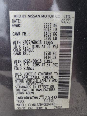 Photo 10 from auction – 2021 NISSAN FRONTIER S with VIN 1N6ED0EB7MN717540