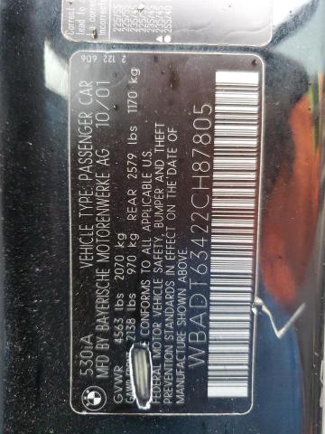 Photo 10 from auction – 2002 BMW 530 I AUTO with VIN WBADT63422CH87805