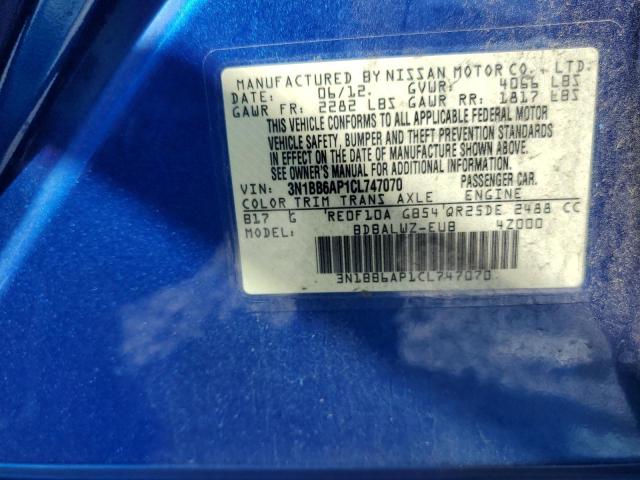 Photo 10 from auction – 2012 NISSAN SENTRA SE- with VIN 3N1BB6AP1CL747070