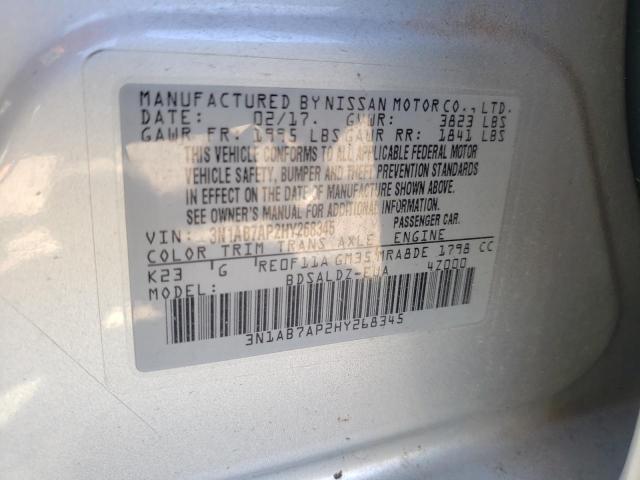 Photo 10 from auction – 2017 NISSAN SENTRA S with VIN 3N1AB7AP2HY268345