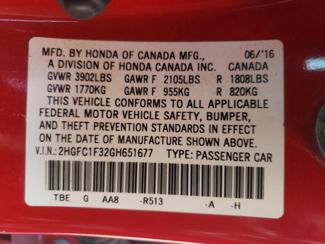 Photo 10 from auction – 2016 HONDA CIVIC EX with VIN 2HGFC1F32GH651677
