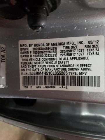 Photo 10 from auction – 2012 HONDA CR-V EX with VIN 5J6RM4H51CL055265