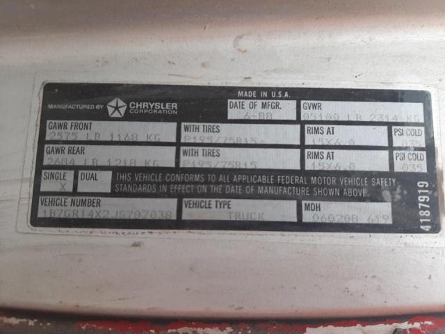 Photo 10 from auction – 1988 DODGE DAKOTA with VIN 1B7GR14X2JS787038