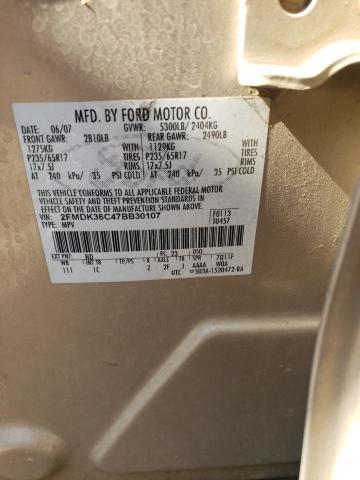 Photo 10 from auction – 2007 FORD EDGE SE with VIN 2FMDK36C47BB30107