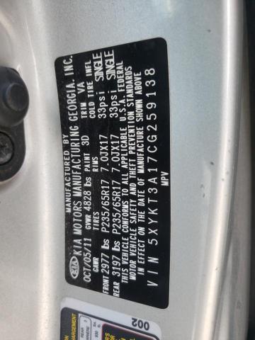 Photo 10 from auction – 2012 KIA SORENTO BA with VIN 5XYKT3A17CG259138