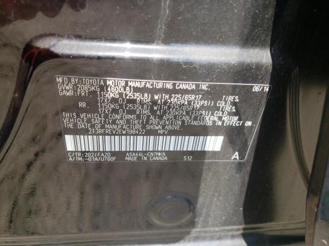 Photo 10 from auction – 2014 TOYOTA RAV4 XLE with VIN 2T3RFREV2EW198422