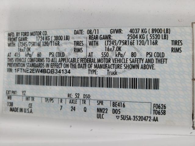 Photo 10 from auction – 2011 FORD ECONOLINE with VIN 1FTNE2EW4BDB34134