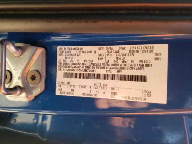 Photo 10 from auction – 2017 FORD ESCAPE TIT with VIN 1FMCU9JD0HUB70981