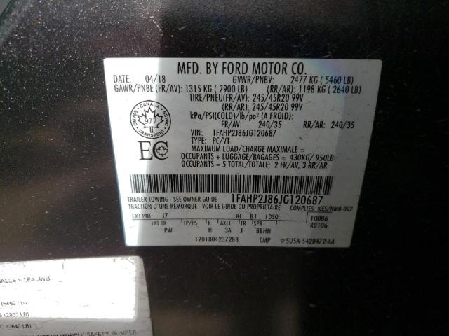 Photo 10 from auction – 2018 FORD TAURUS LIM with VIN 1FAHP2J86JG120687