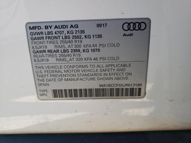 Photo 10 from auction – 2018 AUDI Q3 PREMIUM with VIN WA1BCCFSXJR013193