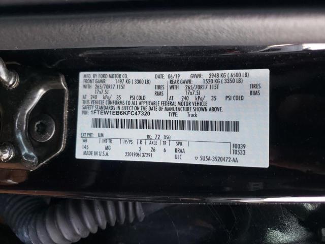 Photo 10 from auction – 2019 FORD F150 SUPER with VIN 1FTEW1EB6KFC47320