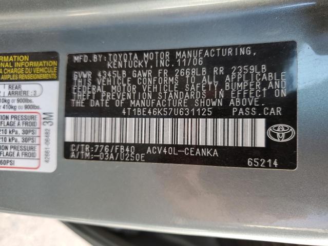 Photo 10 from auction – 2007 TOYOTA CAMRY CE with VIN 4T1BE46K57U631125