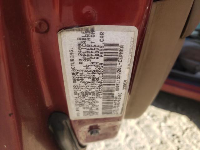 Photo 10 from auction – 1997 TOYOTA CAMRY CE with VIN 4T1BG22K4VU130759