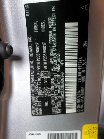 Photo 10 from auction – 2016 TOYOTA SIENNA XLE with VIN 5TDYK3DC8GS698349