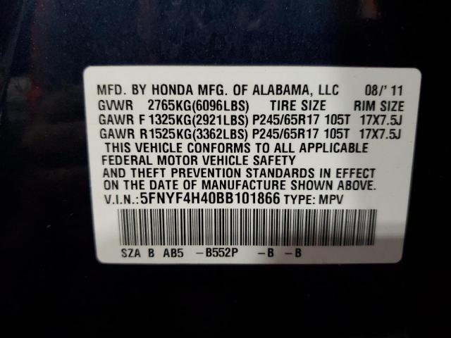 Photo 10 from auction – 2011 HONDA PILOT EX with VIN 5FNYF4H40BB101866