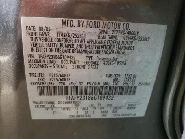 Photo 10 from auction – 2006 FORD FIVE HUNDR with VIN 1FAFP23186G109432