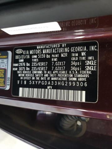 Photo 10 from auction – 2017 KIA SORENTO LX with VIN 5XYPGDA33HG299306
