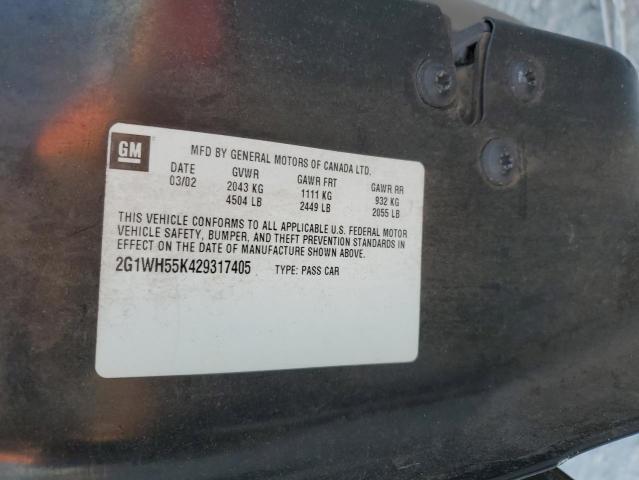 Photo 10 from auction – 2002 CHEVROLET IMPALA with VIN 2G1WH55K429317405