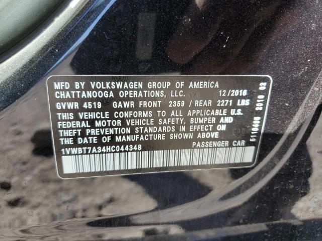 Photo 10 from auction – 2017 VOLKSWAGEN PASSAT SE with VIN 1VWBT7A34HC044348
