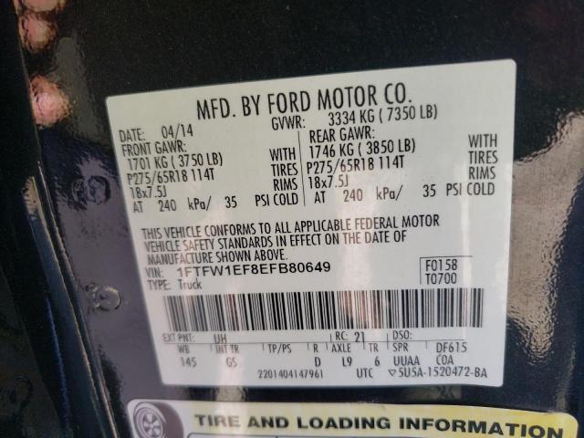 Photo 10 from auction – 2014 FORD F150 SUPER with VIN 1FTFW1EF8EFB80649