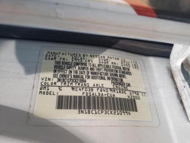 Photo 10 from auction – 2012 NISSAN VERSA S with VIN 3N1BC1CP3CK210994