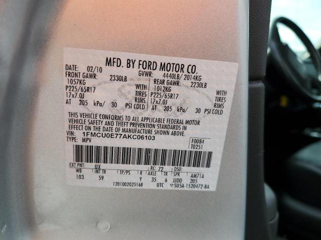 Photo 10 from auction – 2010 FORD ESCAPE LIM with VIN 1FMCU0E77AKC06103