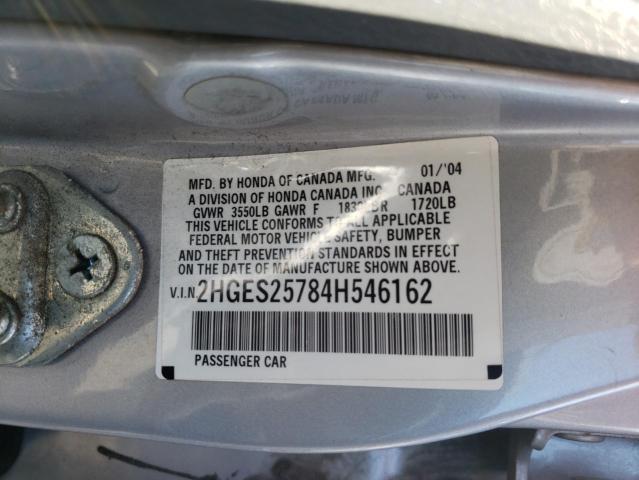 Photo 10 from auction – 2004 HONDA CIVIC EX with VIN 2HGES25784H546162