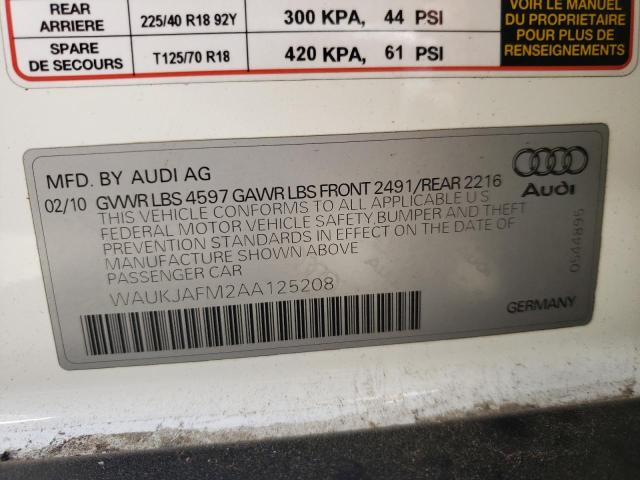 Photo 10 from auction – 2010 AUDI A3 PREMIUM with VIN WAUKJAFM2AA125208