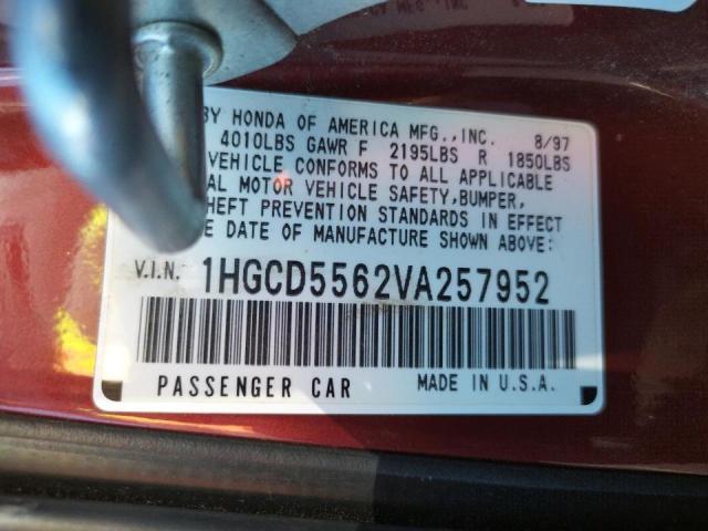 Photo 10 from auction – 1997 HONDA ACCORD EX with VIN 1HGCD5562VA257952