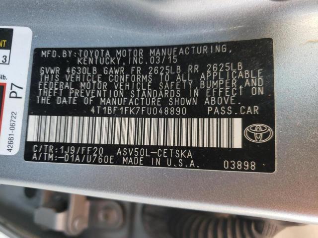 Photo 10 from auction – 2015 TOYOTA CAMRY LE with VIN 4T1BF1FK7FU048890