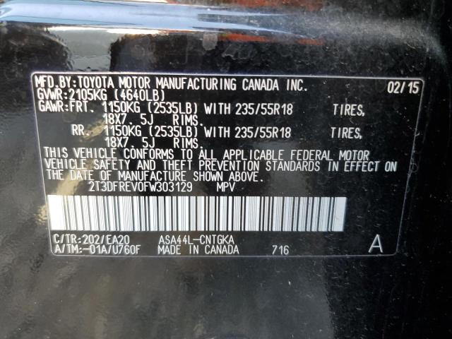 Photo 10 from auction – 2015 TOYOTA RAV4 LIMIT with VIN 2T3DFREV0FW303129