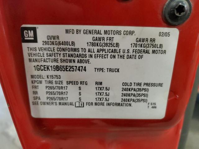 Photo 10 from auction – 2005 CHEVROLET SILVERADO with VIN 1GCEK19B65E257474