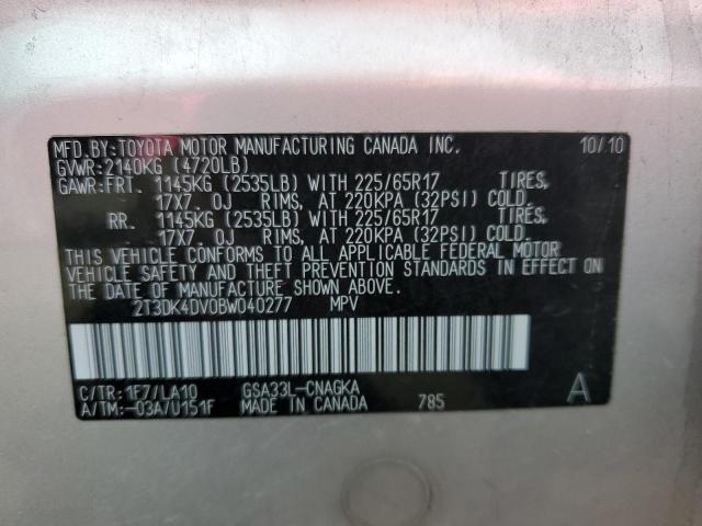 Photo 10 from auction – 2011 TOYOTA RAV4 LIMIT with VIN 2T3DK4DV0BW040277