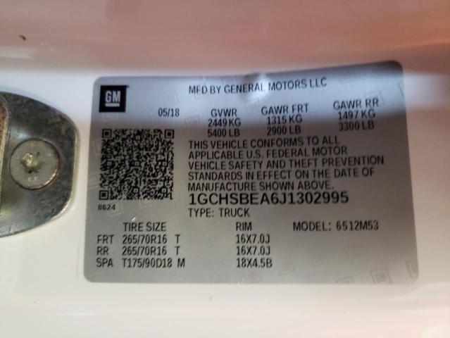 Photo 10 from auction – 2018 CHEVROLET COLORADO with VIN 1GCHSBEA6J1302995