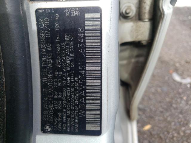 Photo 10 from auction – 2001 BMW 330 I with VIN WBAAV53451FJ63448