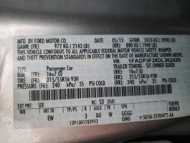 Photo 10 from auction – 2013 FORD FOCUS SE with VIN 1FADP3F28DL362420