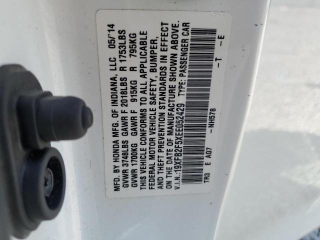 Photo 10 from auction – 2014 HONDA CIVIC LX with VIN 19XFB2F5XEE052429