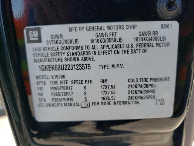 Photo 10 from auction – 2002 GMC DENALI with VIN 1GKEK63U22J123575