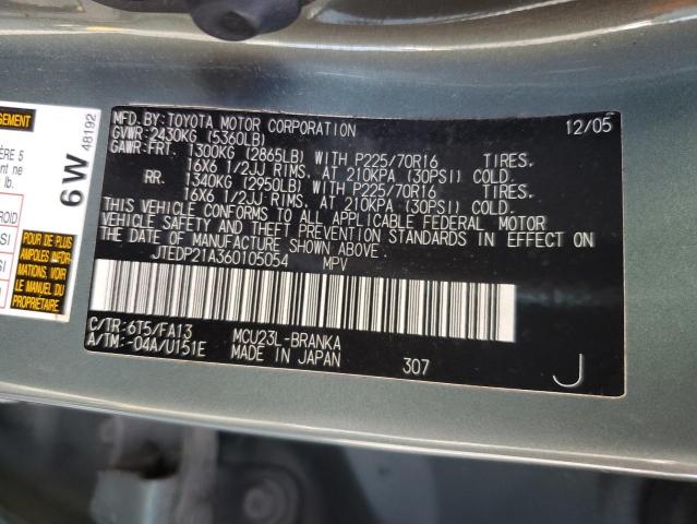 Photo 10 from auction – 2006 TOYOTA HIGHLANDER with VIN JTEDP21A360105054