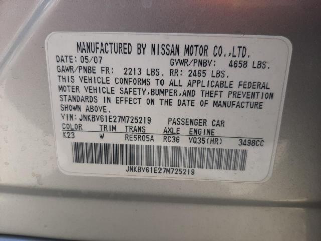 Photo 10 from auction – 2007 INFINITI G35 with VIN JNKBV61E27M725219