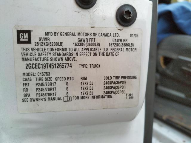 Photo 10 from auction – 2005 CHEVROLET SILVERADO with VIN 2GCEC19T451265774