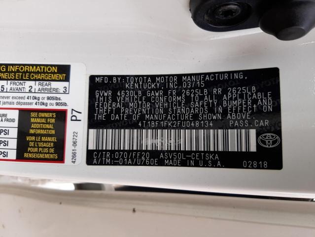 Photo 10 from auction – 2015 TOYOTA CAMRY LE with VIN 4T1BF1FK2FU048134