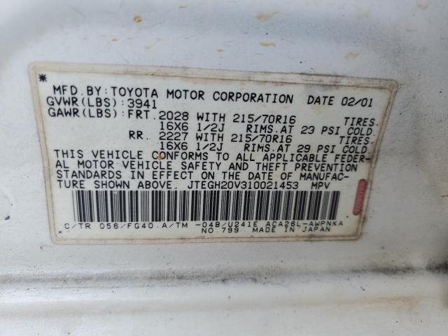 Photo 10 from auction – 2001 TOYOTA RAV4 with VIN JTEGH20V310021453