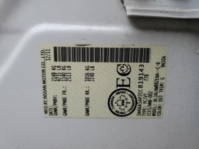 Photo 10 from auction – 2012 NISSAN MAXIMA S with VIN 1N4AA5AP2CC819143